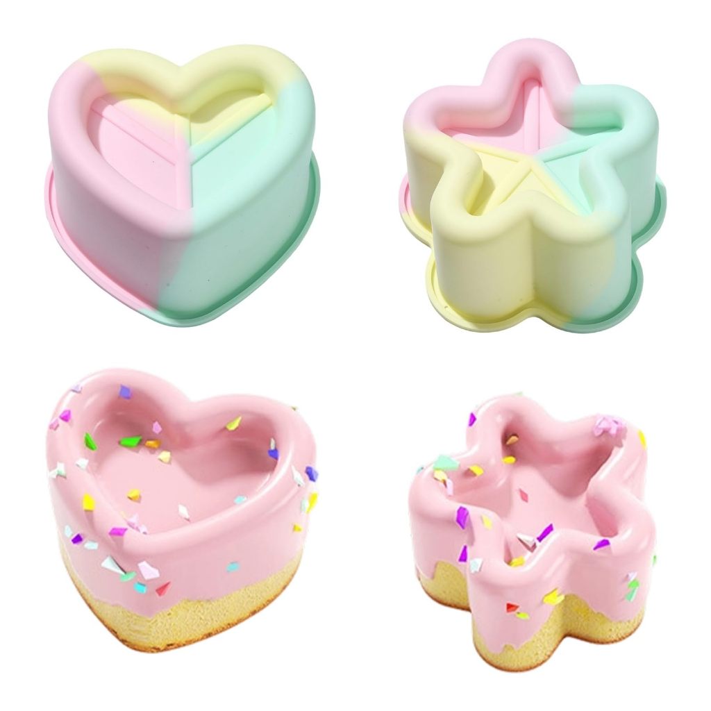 Chocolate Snack - Heart&Star Shape Silicone Baking Molds, 4
